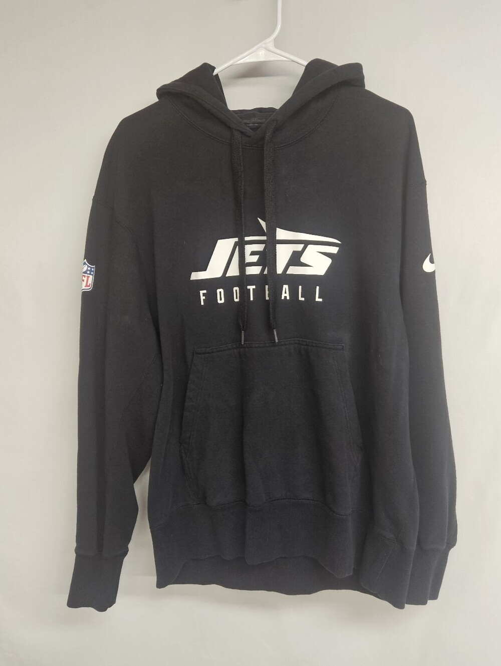 Nike New York Jets Hoodie Sweatshirt Mens Large Black NFL Football EUC